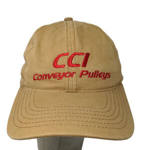 CCI Conveyor Pulleys Men's Slideback Hat Tan Embroidered Logo